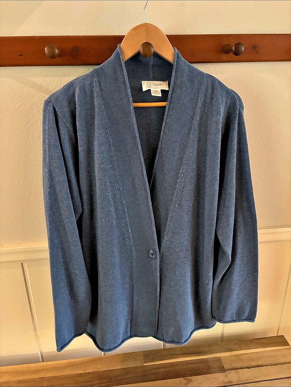 CJ Banks Blue Open Front Sweater Size 2X Like New